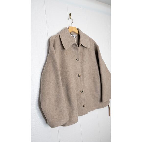 REFORMATION 'Rocky' Oversized Wool Shirt Jacket in Beige US L NWT - Picture 6 of 13